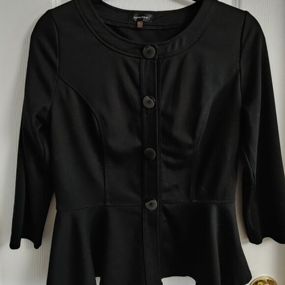 Spense Black Peplum Blazer - Picture 1 of 7